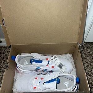 Adidas Kids White and Blue Sneakers